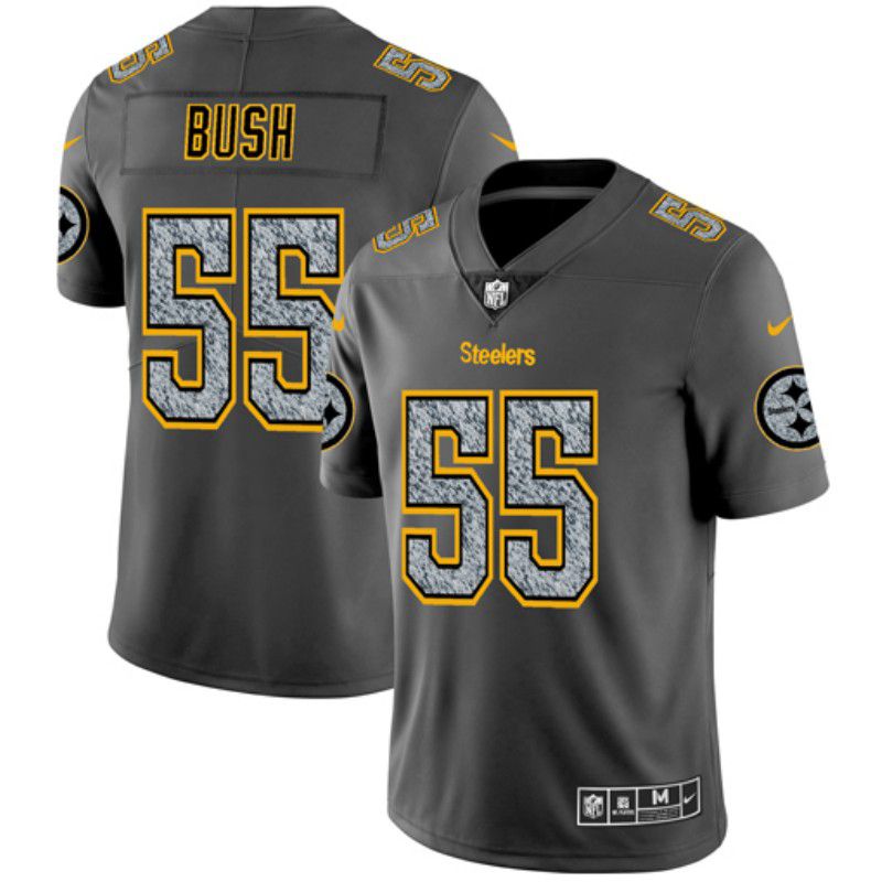 Men Pittsburgh Steelers 55 Bush Nike Teams Gray Fashion Static Limited NFL Jerseys